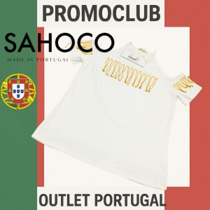 Бяла тениска Sahoco с декоративни верижки и бродерия, size S, 95% памук, Португалия